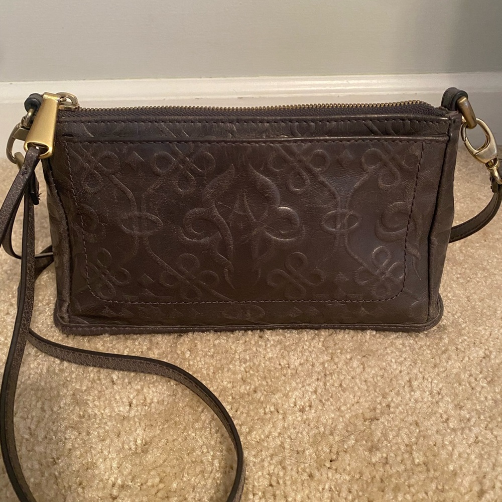 HOBO Gray Embossed Leather Crossbody or wristlet Bag